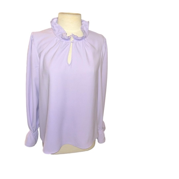 Jcrew purple lilac Ruffleneck top in 365 crepe blouse size Medium M style AW095 - Picture 1 of 8